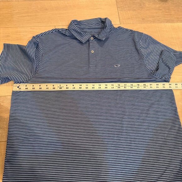 VINEYARD VINES MENS PERFORMANCE BLUE GRAY STRIPE DRI FIT POLO SHIRT XL - Picture 3 of 7